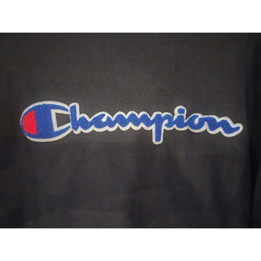 Champion Reverse Weave crewneck sweatshirt in black featuring large embroidered - Picture 3 of 7